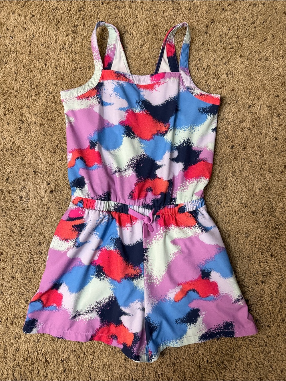 all in motion Girls Splash-Print Romper in Purple, Blue & Red
